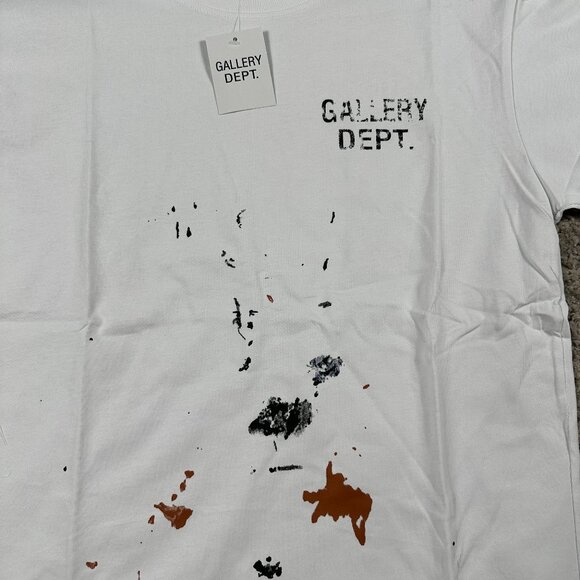 Gallery Dept White Paint Splatter Distressed Tee Mens Large - Picture 2 of 3